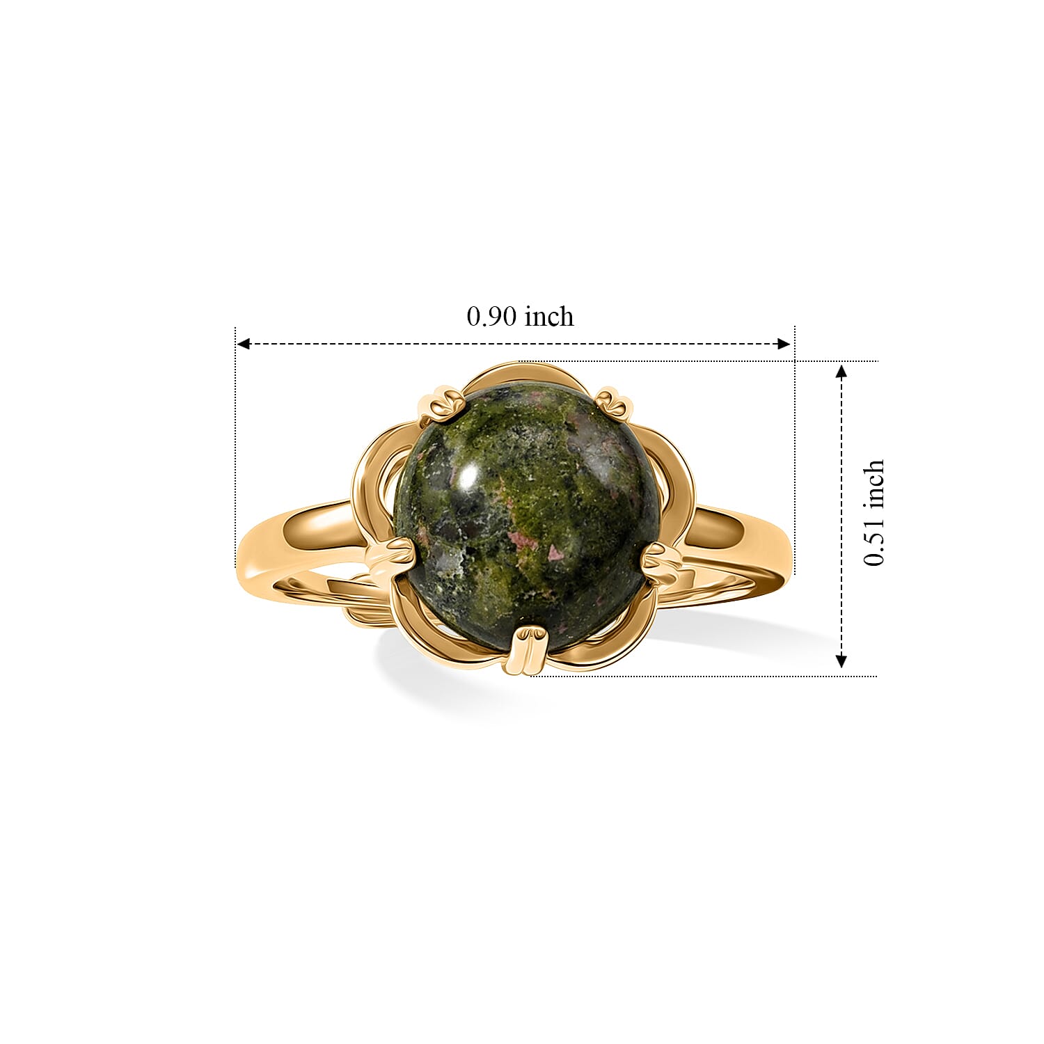 Unakite 4.00 ctw Ring in Goldtone (Adjustable)