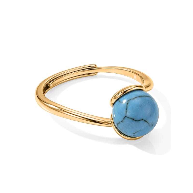 Blue Howlite 4.00 ctw Ring in Goldtone (Adjustable)