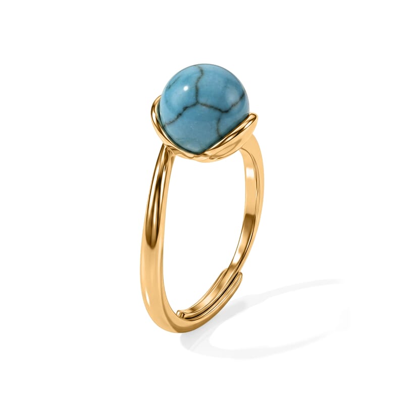 Blue Howlite 4.00 ctw Ring in Goldtone (Adjustable)