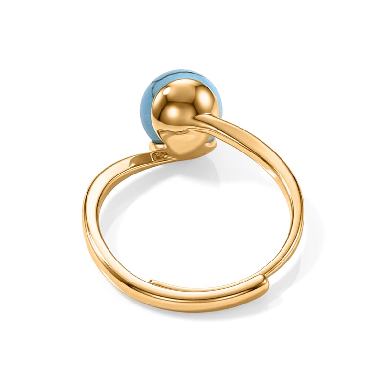 Blue Howlite 4.00 ctw Ring in Goldtone (Adjustable)