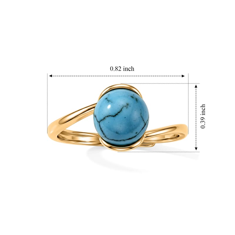 Blue Howlite 4.00 ctw Ring in Goldtone (Adjustable)