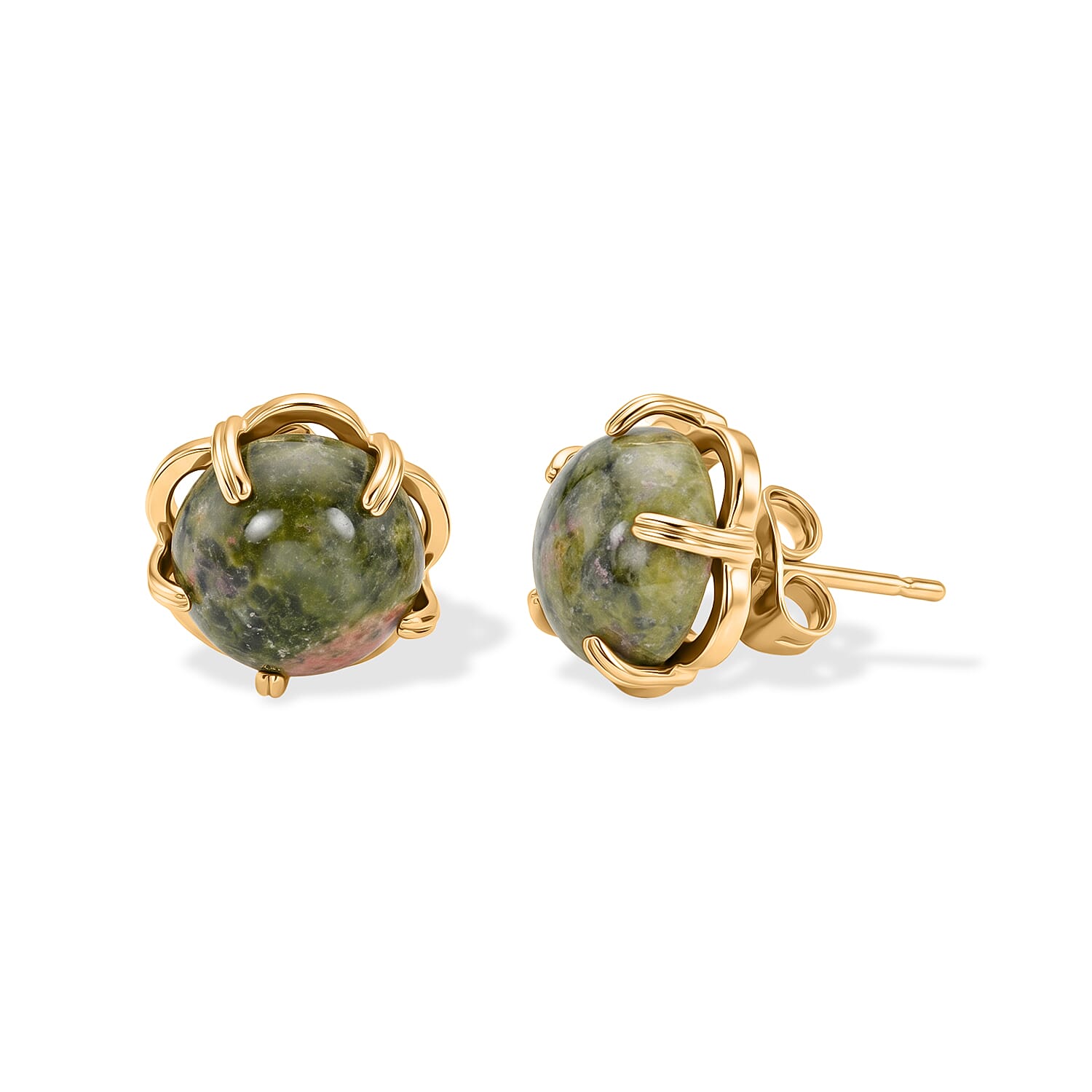 Unakite 5.50 ctw Earrings in Goldtone