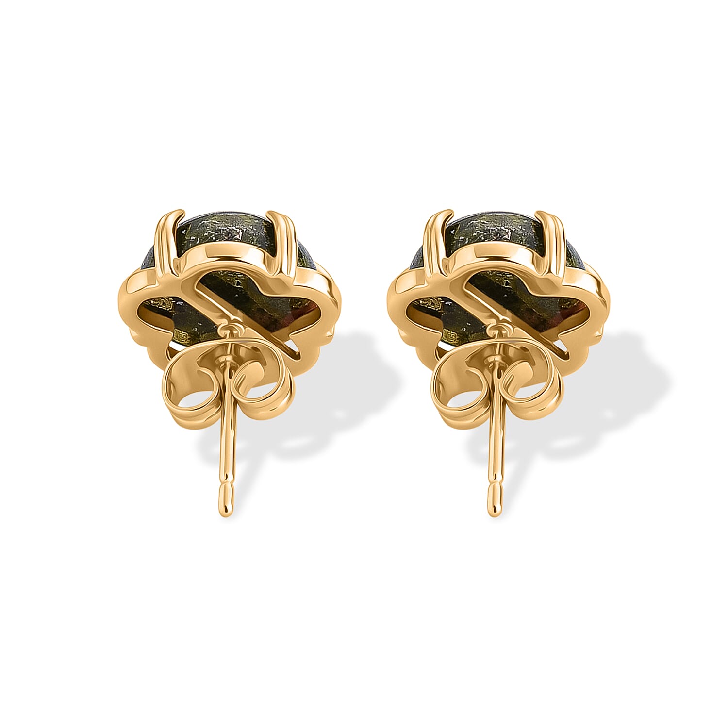 Unakite 5.50 ctw Earrings in Goldtone