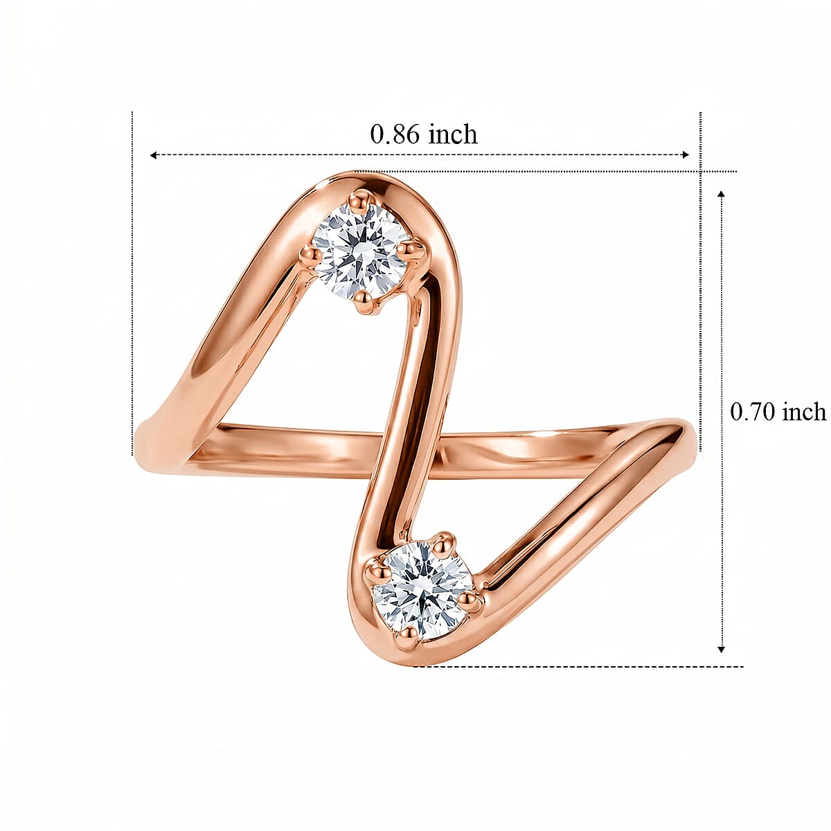 Luxuriant Lab Grown Diamond G-H SI 0.25 ctw Ring in 18K Vermeil Rose Gold Over Sterling Silver (Size 5.0)