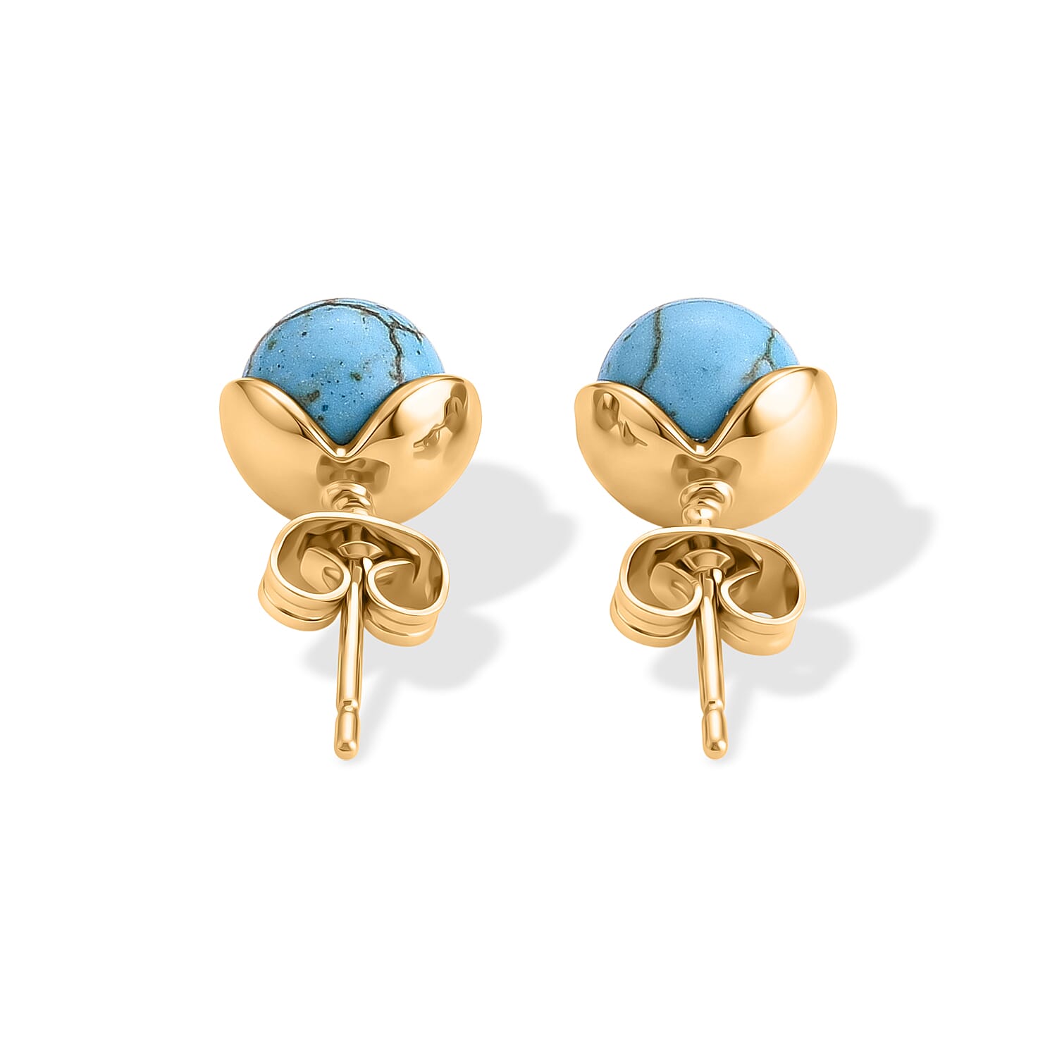 Blue Howlite 5.50 ctw Earrings in Goldtone
