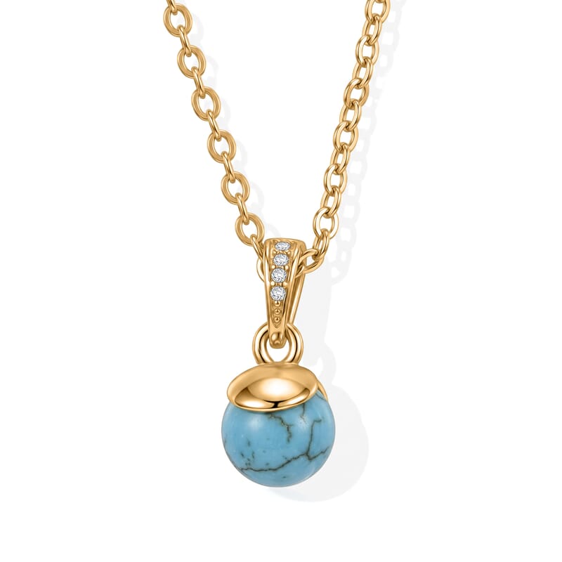 Blue Howlite and Simulated Diamond 4.00 ctw Pendant Necklace in Goldtone (19 Inches)