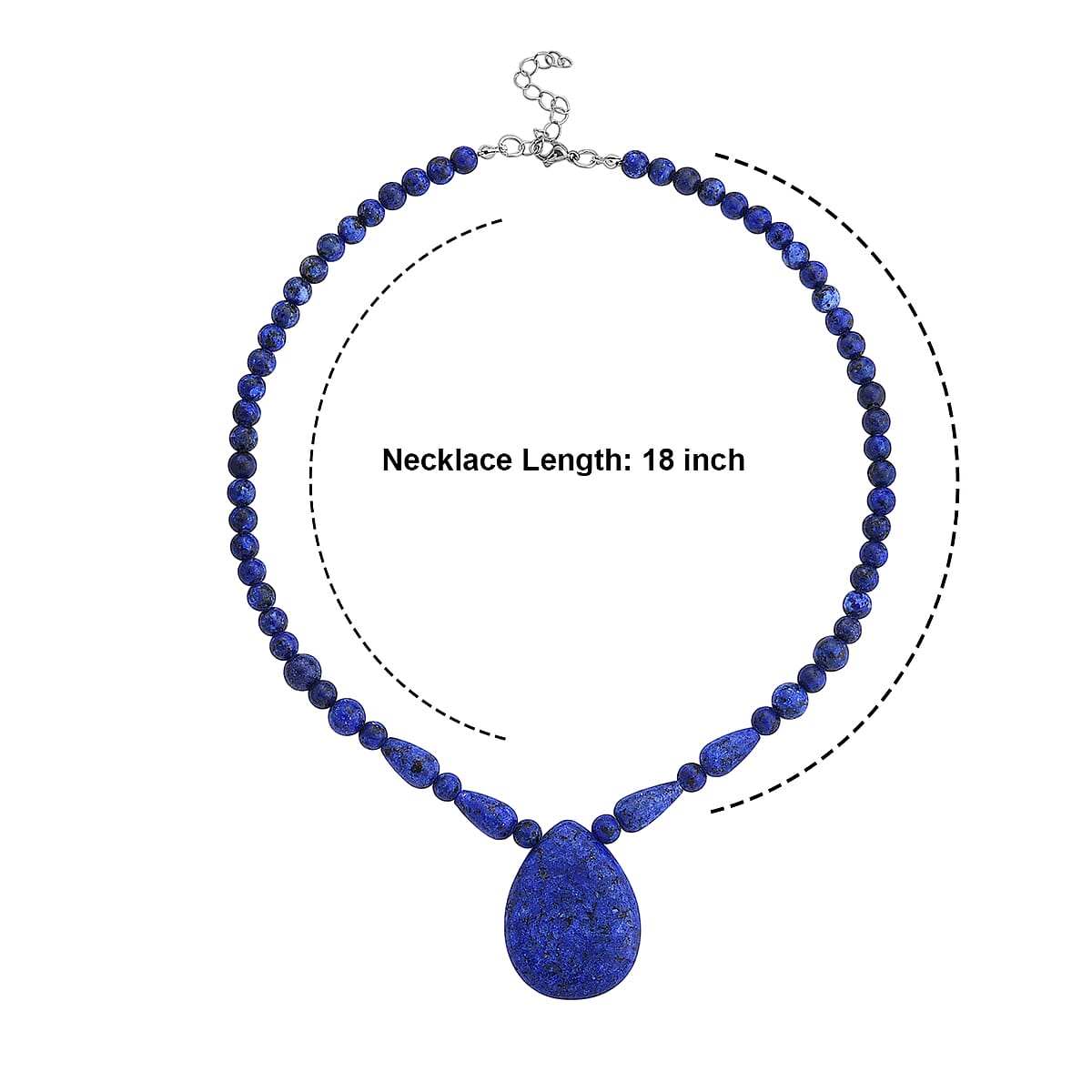 Lapis Lazuli 230.00 ctw Necklace in Stainless Steel (18-20 Inches) image number 5
