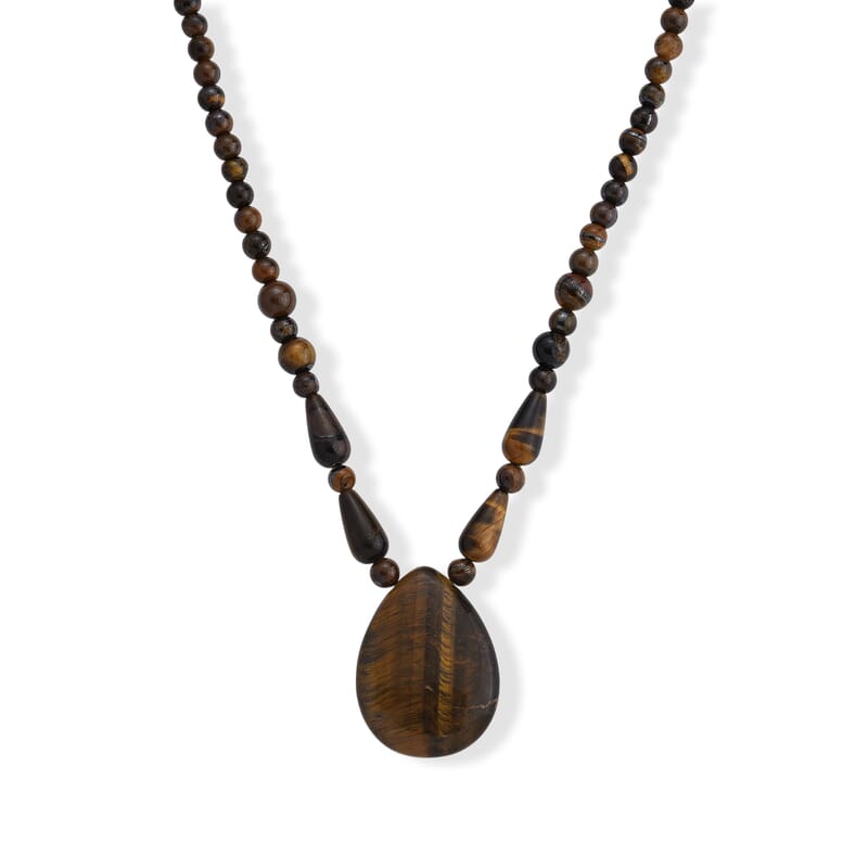 Yellow Tigers Eye 230.00 ctw Necklace in Stainless Steel (18-20 Inches)