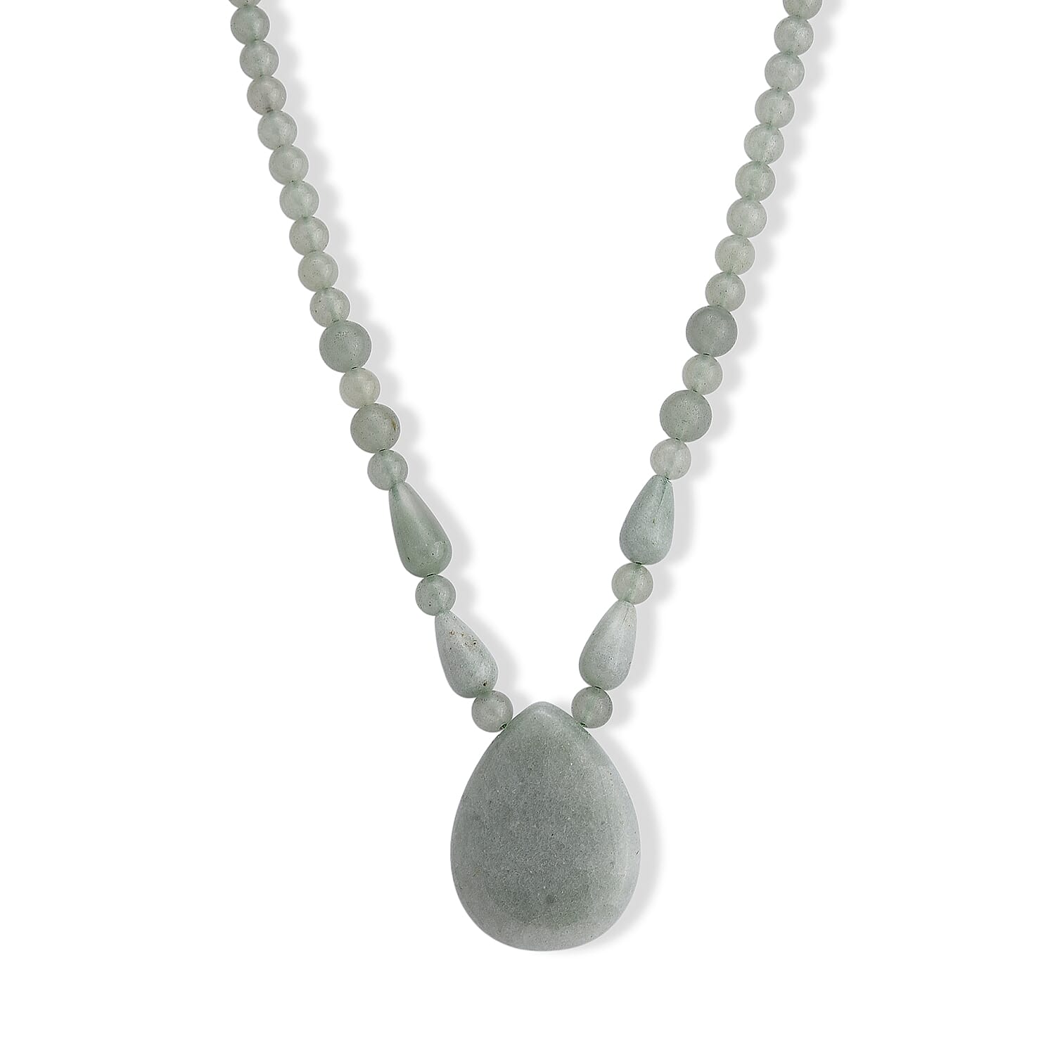 Green Aventurine 230.00 ctw Necklace in Stainless Steel (18-20 Inches)