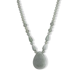 Green Aventurine 230.00 ctw Necklace in Stainless Steel (18-20 Inches)