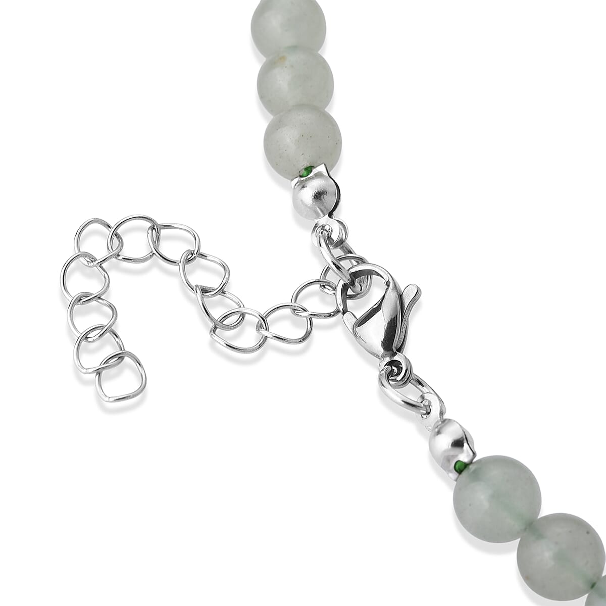 Green Aventurine 230.00 ctw Necklace in Stainless Steel (18-20 Inches) image number 3