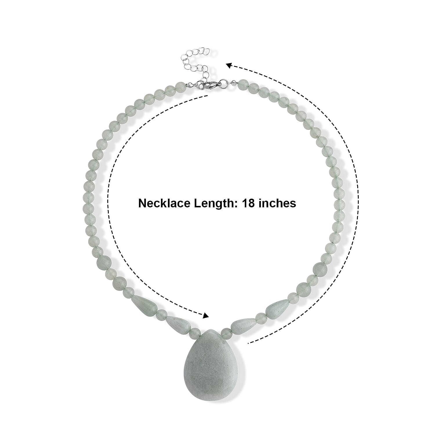 Green Aventurine 230.00 ctw Necklace in Stainless Steel (18-20 Inches)