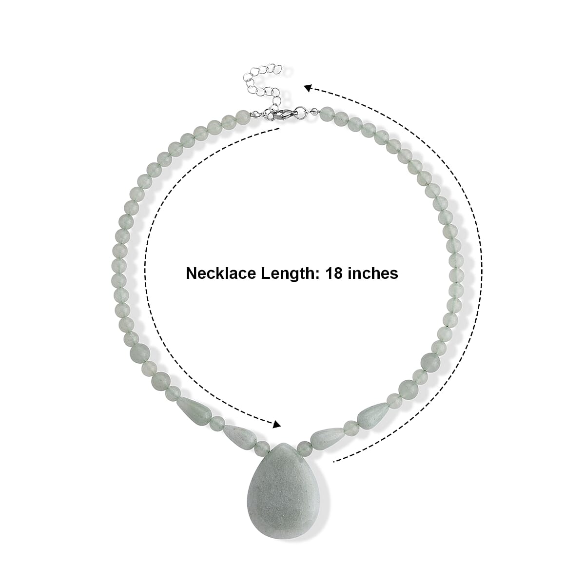 Green Aventurine 230.00 ctw Necklace in Stainless Steel (18-20 Inches) image number 4