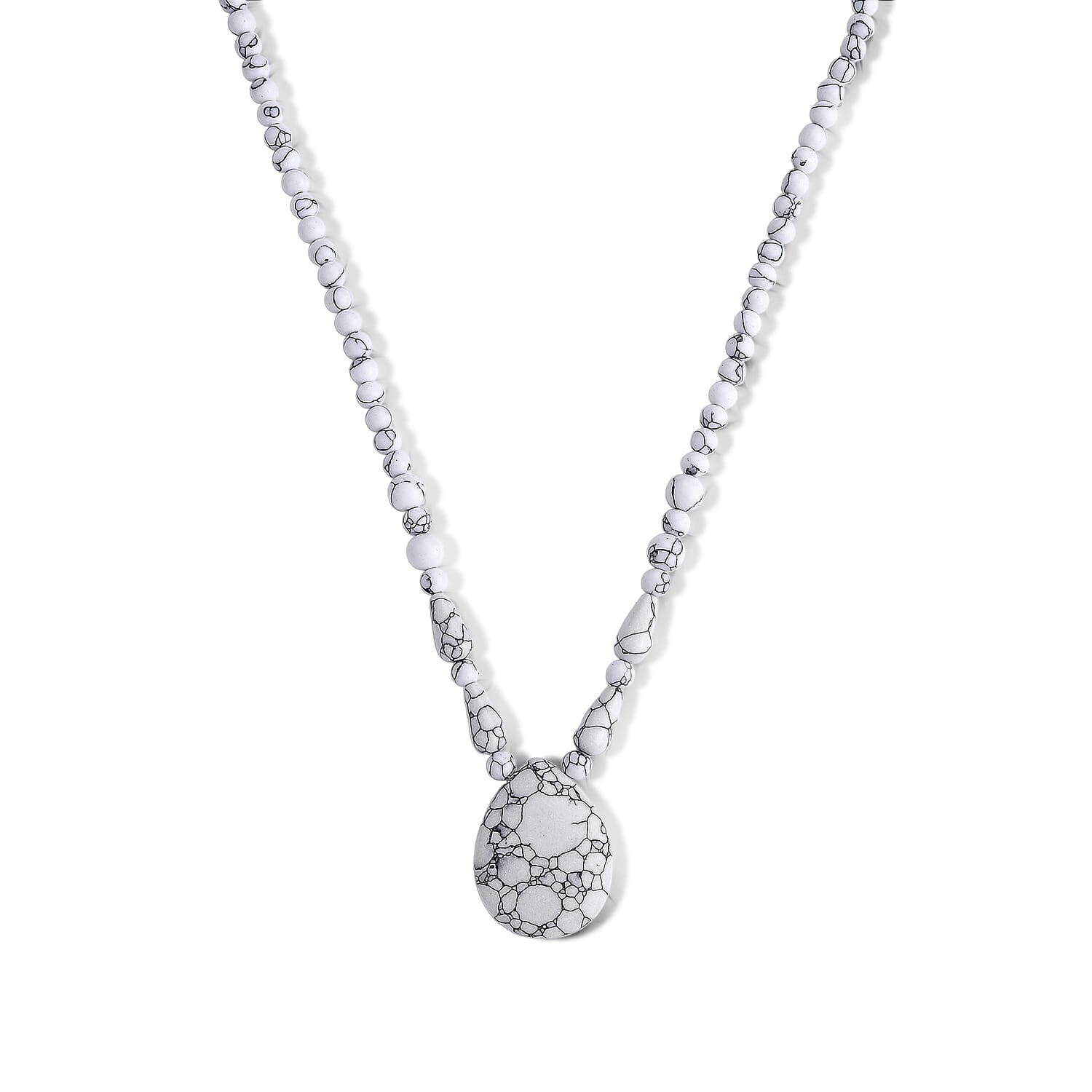 White Howlite 230.00 ctw Necklace in Stainless Steel (18-20 Inches)