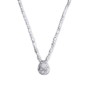 White Howlite 230.00 ctw Necklace in Stainless Steel (18-20 Inches)