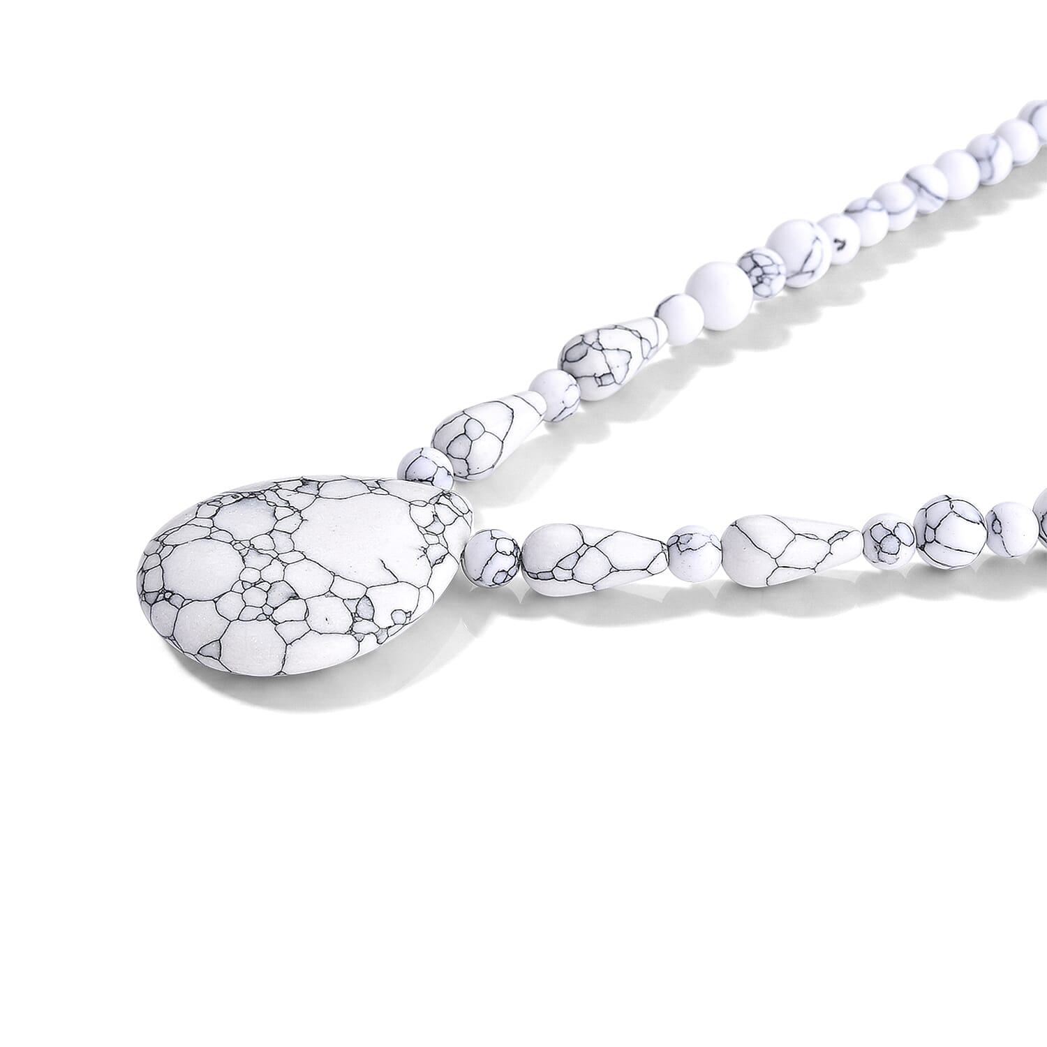 White Howlite 230.00 ctw Necklace in Stainless Steel (18-20 Inches)