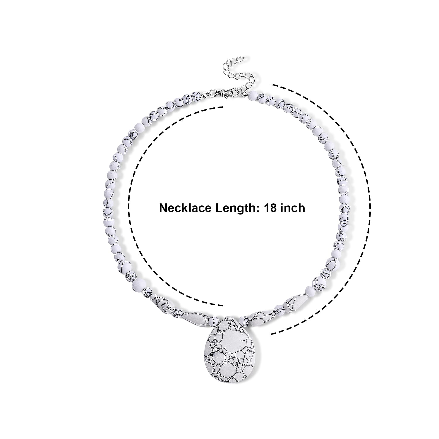 White Howlite 230.00 ctw Necklace in Stainless Steel (18-20 Inches)