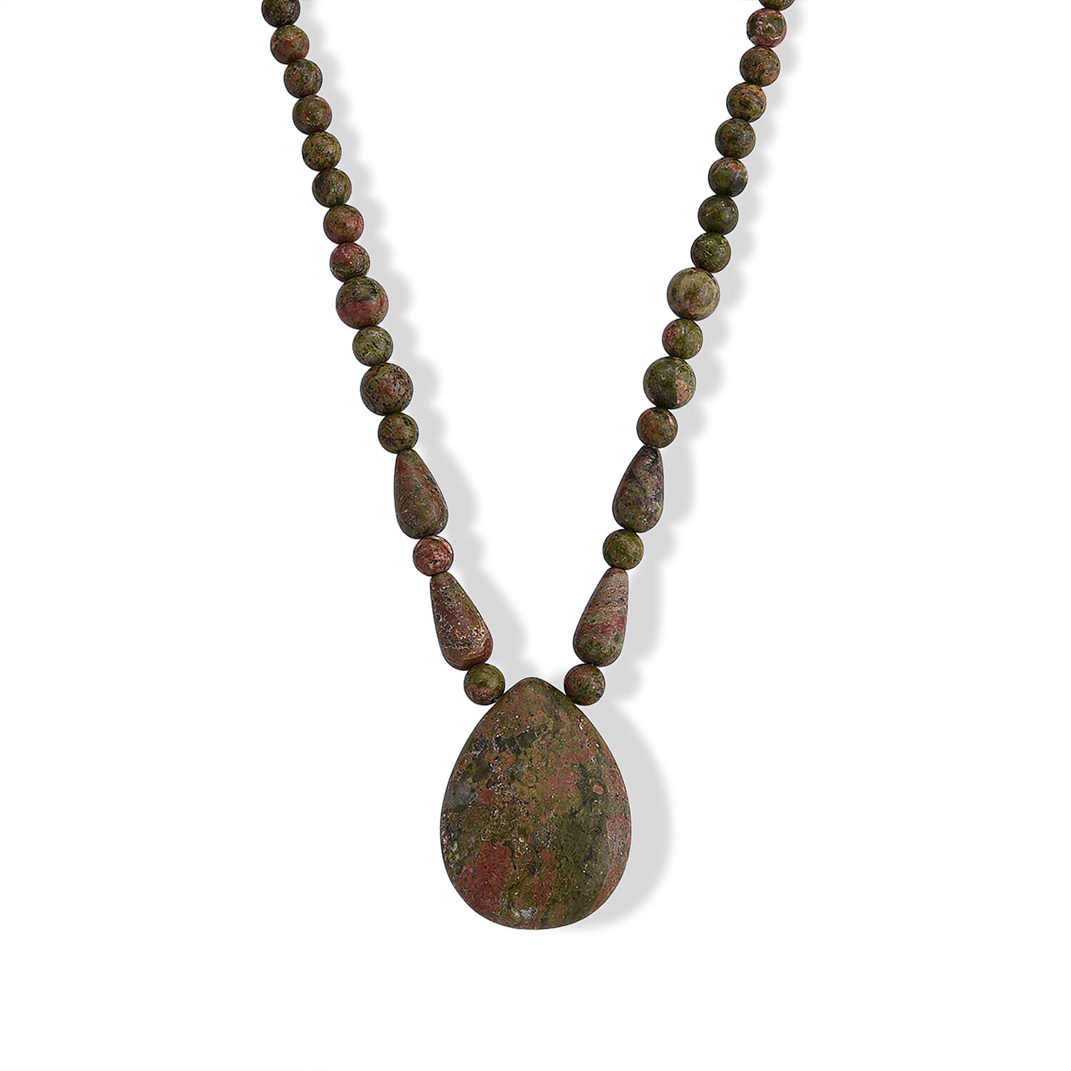 Unakite 230.00 ctw Necklace in Stainless Steel (18-20 Inches)