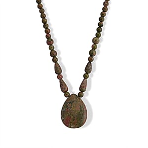 Unakite 230.00 ctw Necklace in Stainless Steel (18-20 Inches)