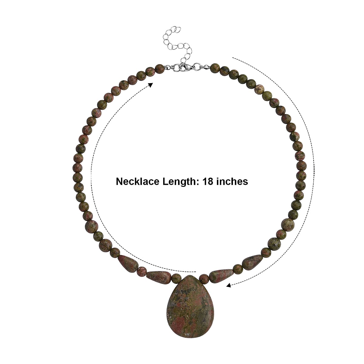 Unakite 230.00 ctw Necklace in Stainless Steel (18-20 Inches) image number 5