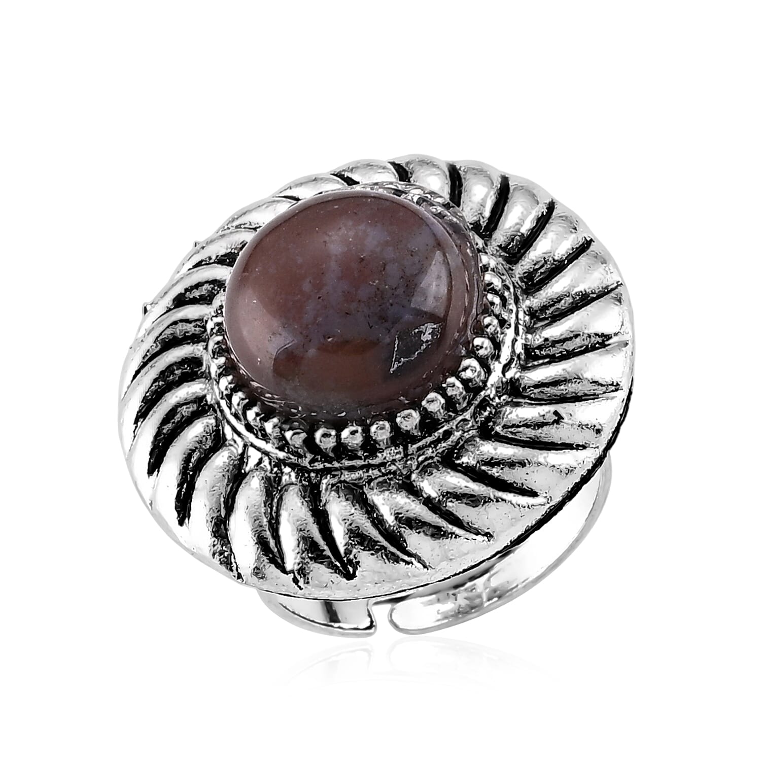Yellow Tiger's Eye 20.00 ctw Ring in Silvertone (Adjustable)