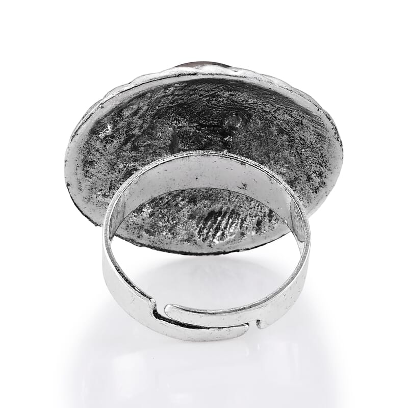 Yellow Tiger's Eye 20.00 ctw Ring in Silvertone (Adjustable)