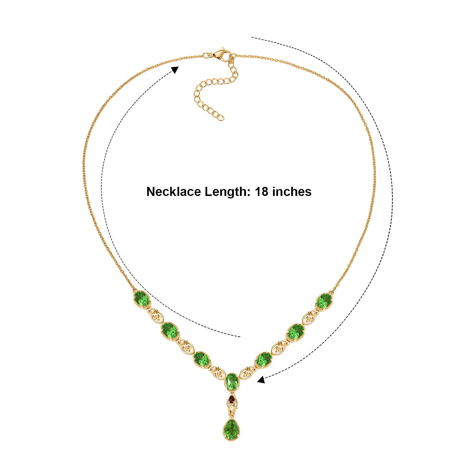 EverTrue Chartreuse Quartz (Triplet) and Orissa Rose Garnet 12.85 ctw Nature Bloom Necklace (18-20 Inches) in 18K YG Plated