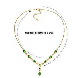 EverTrue Chartreuse Quartz (Triplet) and Orissa Rose Garnet 12.85 ctw Necklace (18-20 Inches) in 18K YG Plated