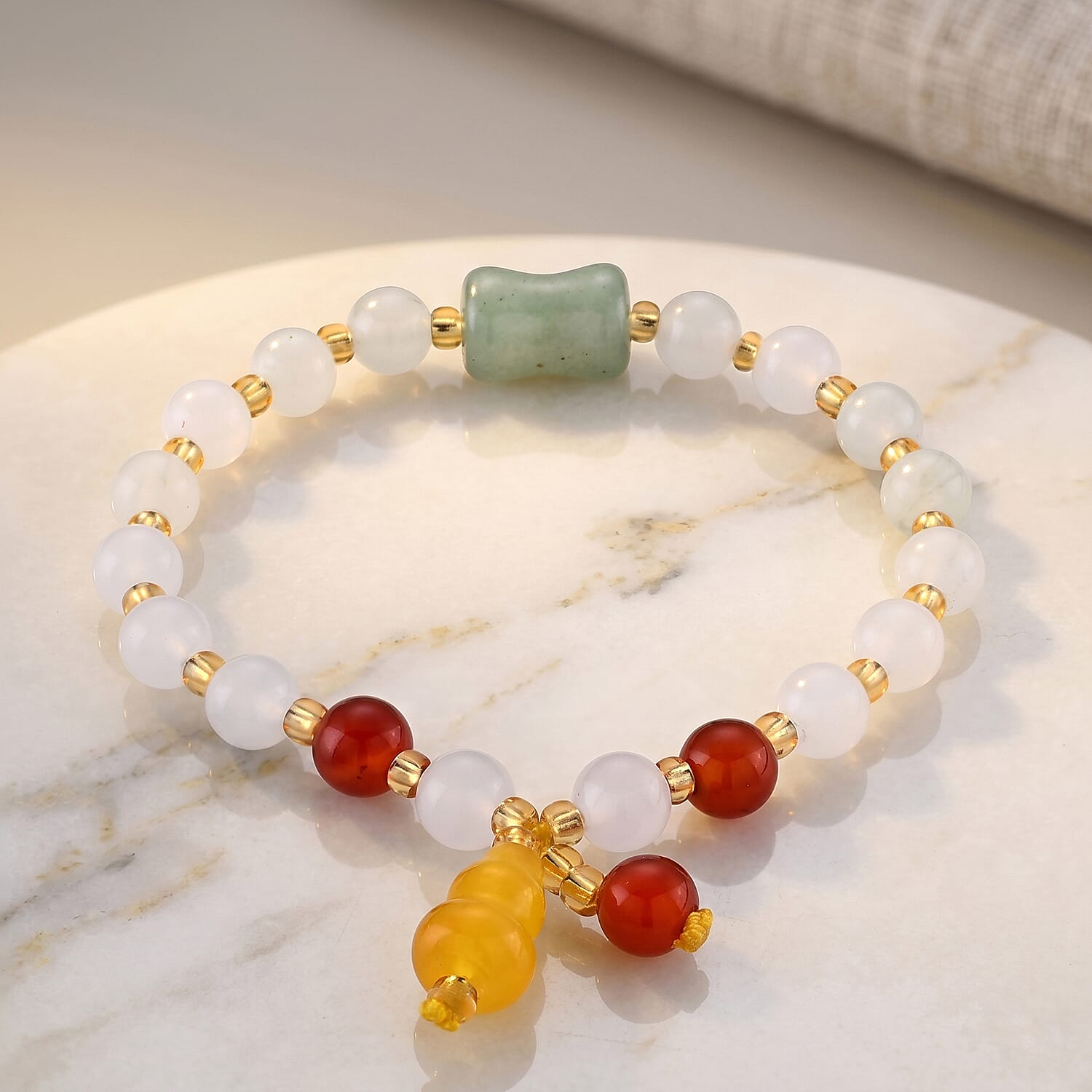 Script Stone 47.00 ctw Beaded Stretch Bracelet (6-6.5In)
