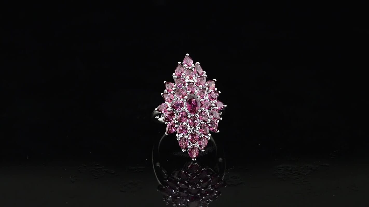 EverTrue Orissa Rhodolite Garnet Ring in Platinum Bond (Size 10.0) 6.60 ctw