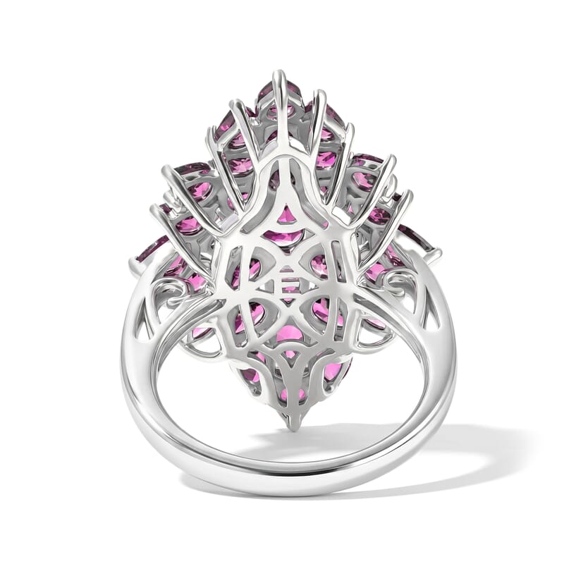 EverTrue Orissa Rhodolite Garnet 6.60 ctw Verdant Bloom Ring in Platinum Bond (Size 5.0)