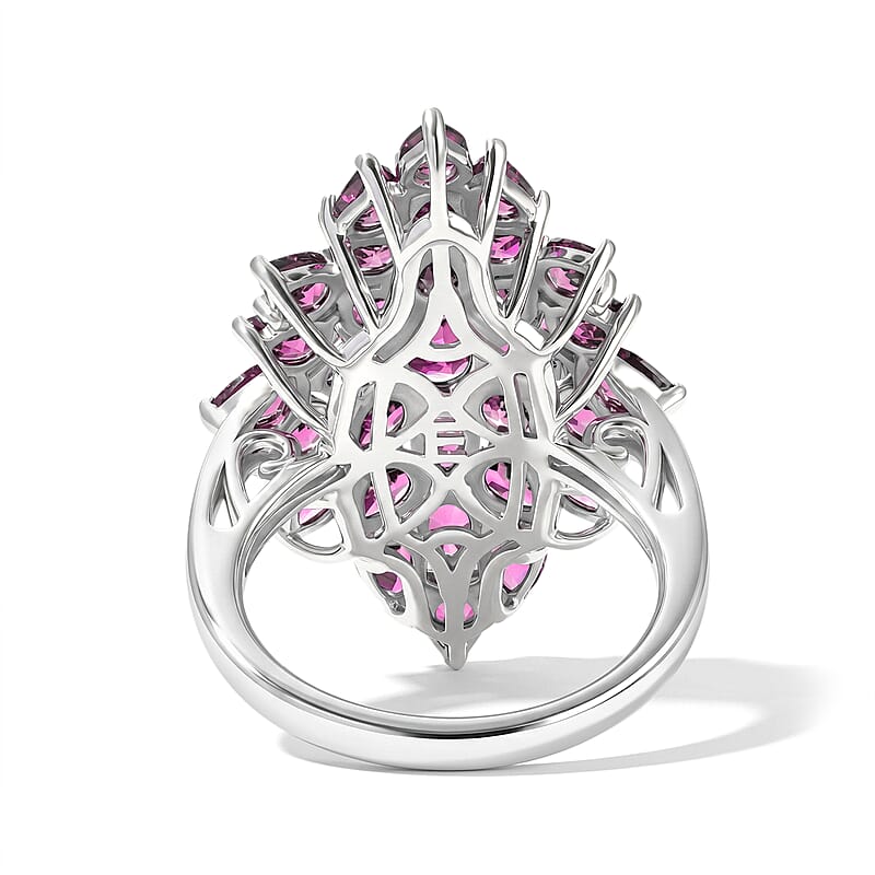 EverTrue Orissa Rhodolite Garnet 6.60 ctw Verdant Bloom Ring in Platinum Bond (Size 5.0)