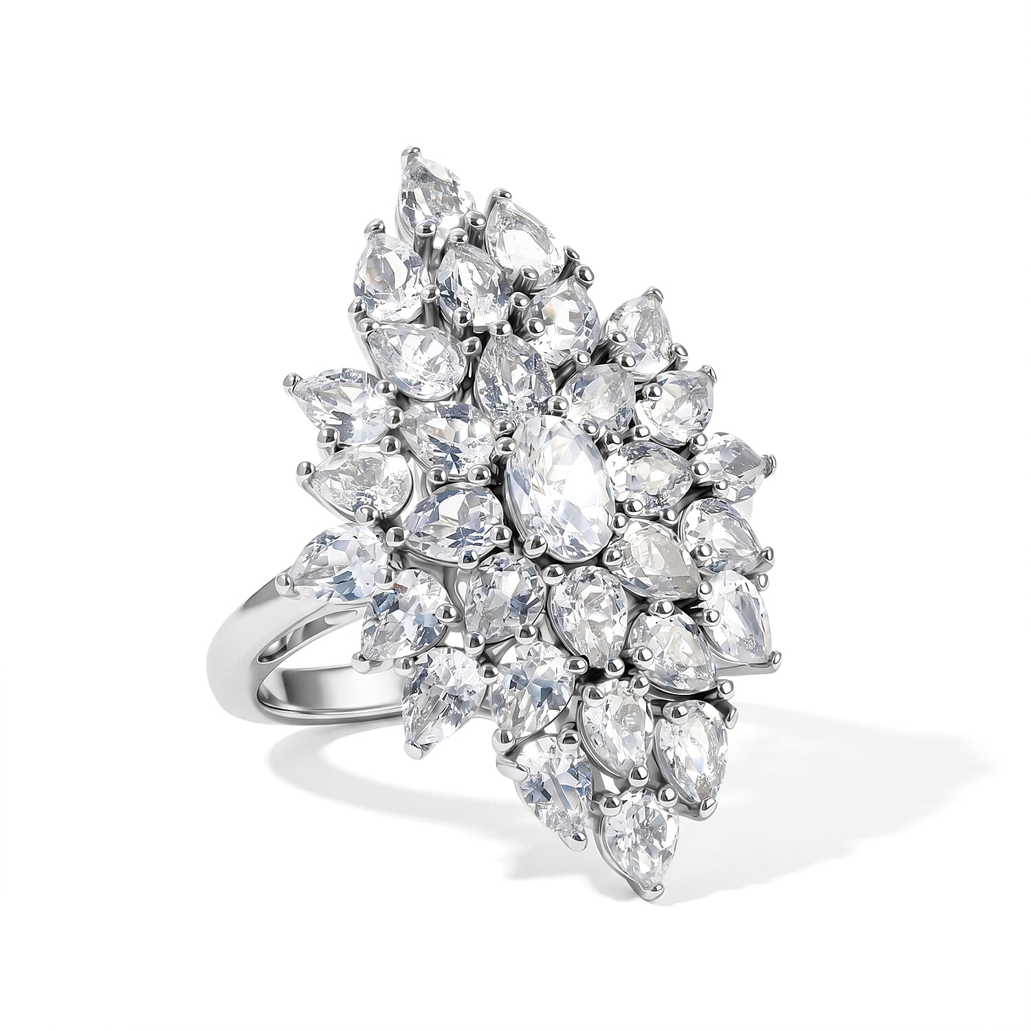 EverTrue White Topaz Ring in Platinum Bond (Size 5.0) 5.70 ctw
