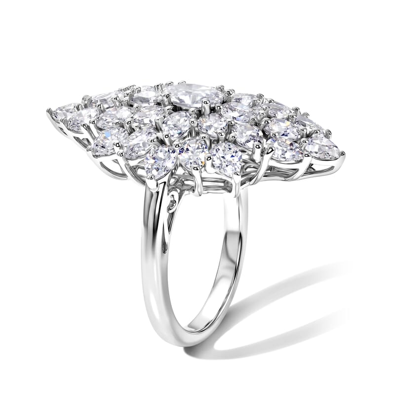 EverTrue White Topaz 5.70 ctw Verdant Bloom Ring in Platinum Bond (Size 5.0)