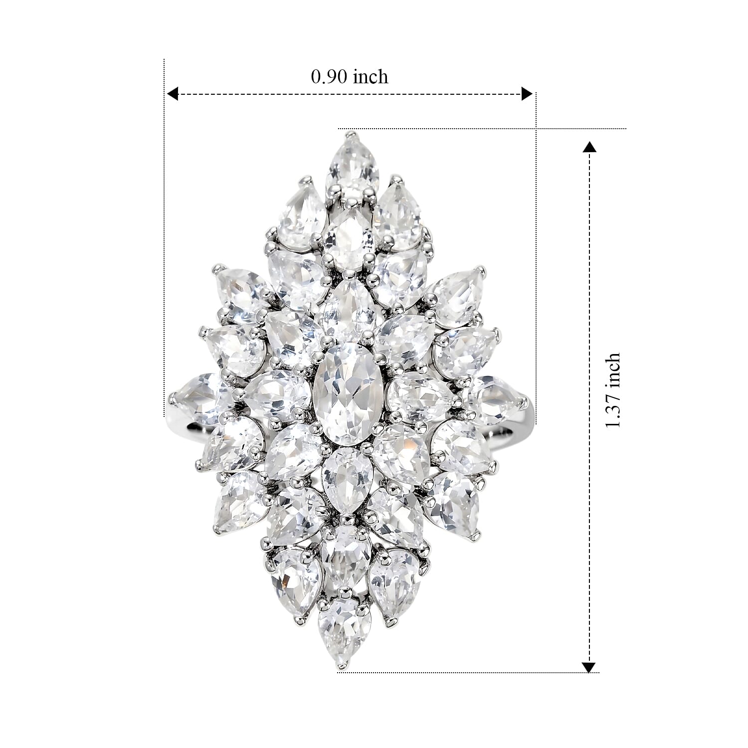 EverTrue White Topaz Ring in Platinum Bond (Size 5.0) 5.70 ctw