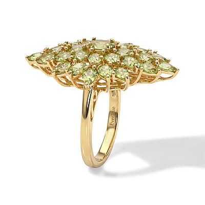 EverTrue Hebei Peridot 5.70 ctw Verdant Bloom Ring in 18K YG Plated (Size 5.0)