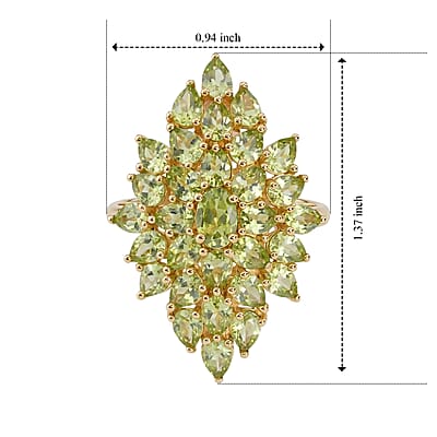 EverTrue Hebei Peridot 5.70 ctw Verdant Bloom Ring in 18K YG Plated (Size 5.0)