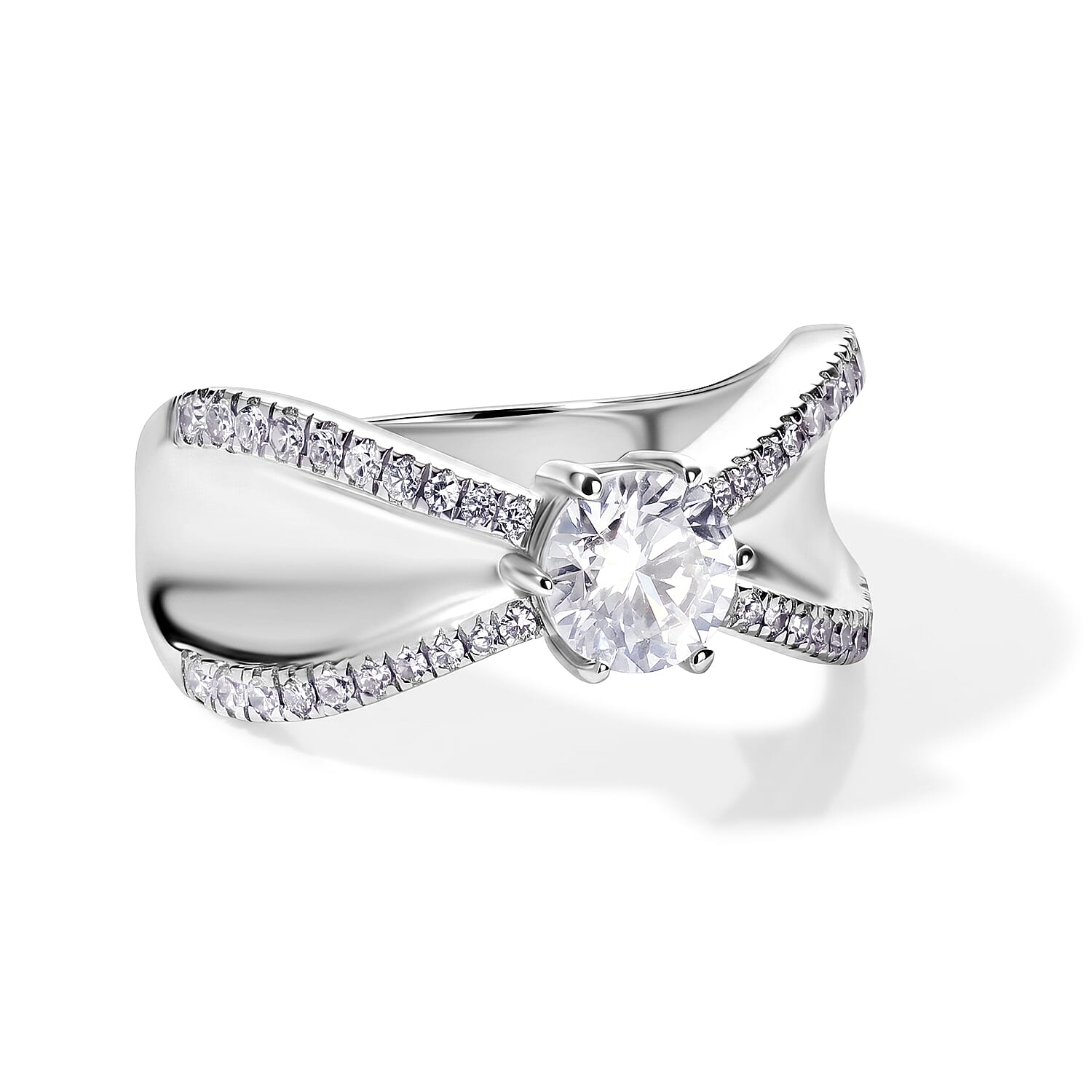 Luxuriant Lab Grown Diamond G-H SI 1.00 ctw Ring in Rhodium Over Sterling Silver (Size 10.0)