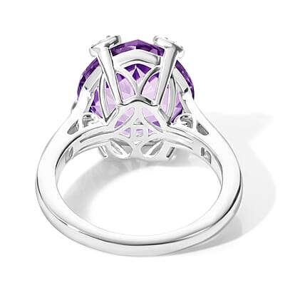 D'Joy African Amethyst and White Zircon 4.85 ctw Heart Ring in Rhodium Over Sterling Silver (Size 6.0)