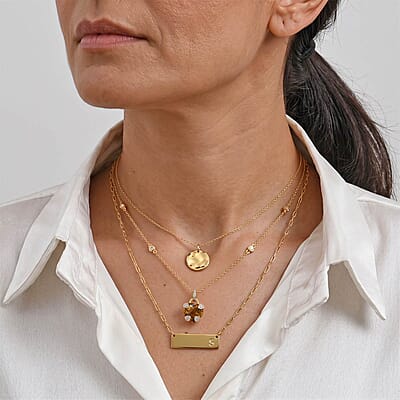 D'Joy Brazilian Citrine and White Zircon 7.00 ctw Necklace in 18K Vermeil Yellow Gold Over Sterling Silver 18 Inches
