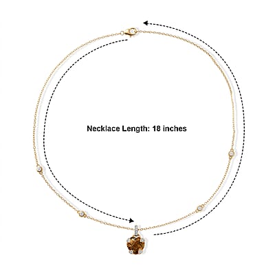 D'Joy Brazilian Citrine and White Zircon 7.00 ctw Necklace in 18K Vermeil Yellow Gold Over Sterling Silver 18 Inches
