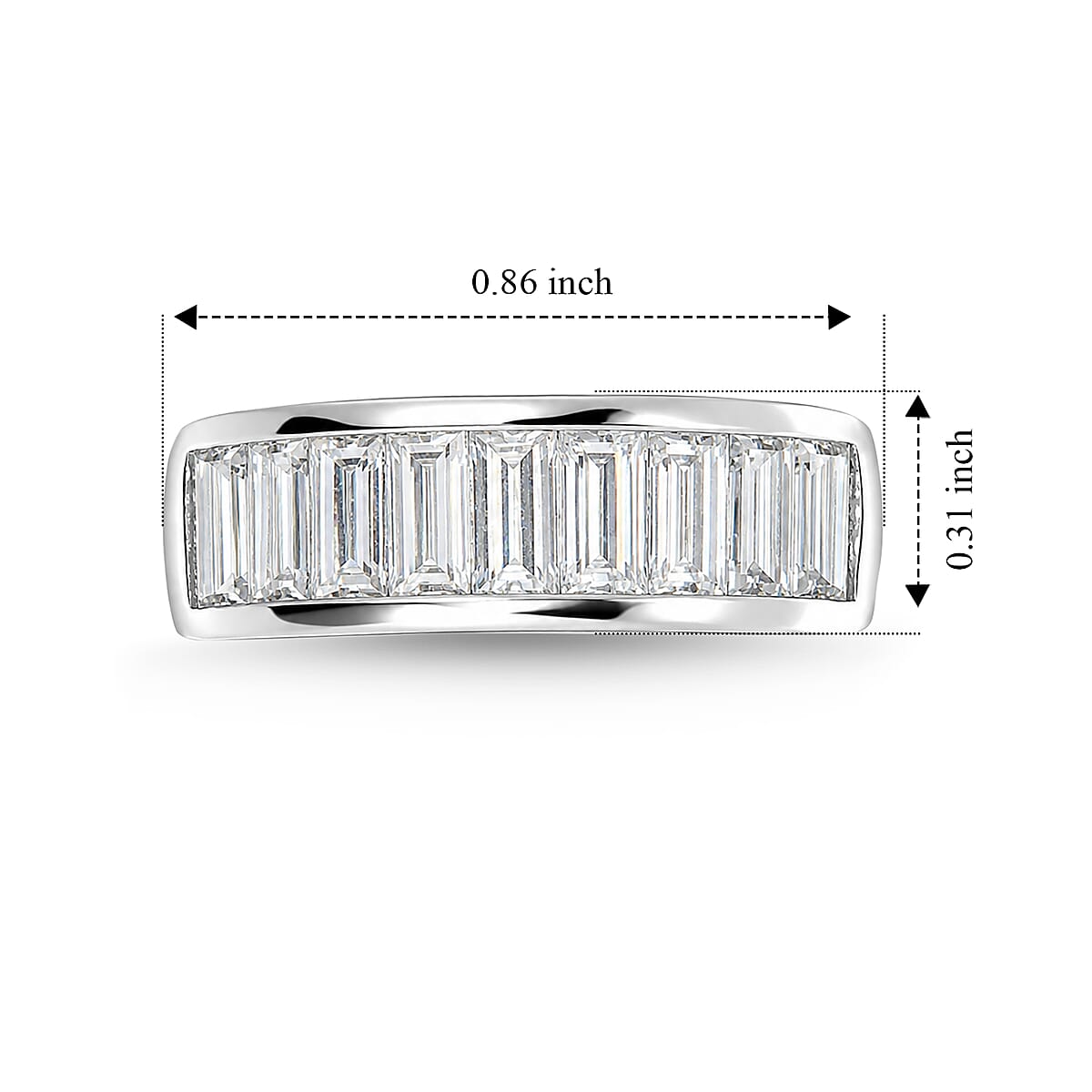 EverTrue Moissanite 1.75 ctw Band Ring in Platinum Bond (Size 5.0) image number 3