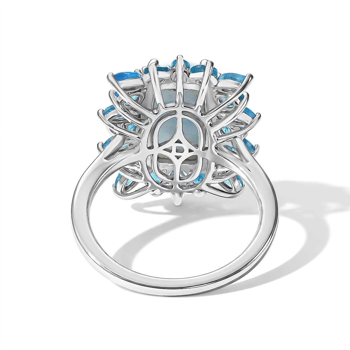 D'Joy Larimar and Neon Apatite 6.65 ctw Ring in Rhodium Over Sterling Silver (Size 5.0) image number 4