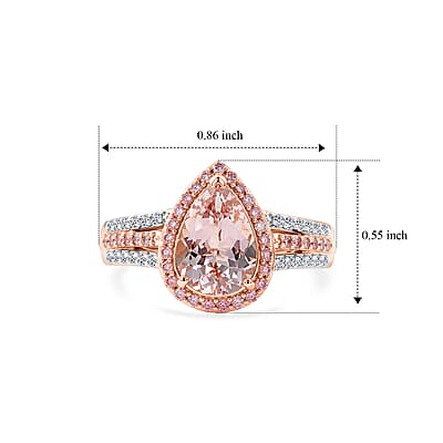 Premium Pink Morganite and Luxuriant Lab Grown Pink and White Diamond VS 2.10 ctw Blush Sparkle Pear Ring in 10K Rose Gold (Size 5.0) 4.07 Grams