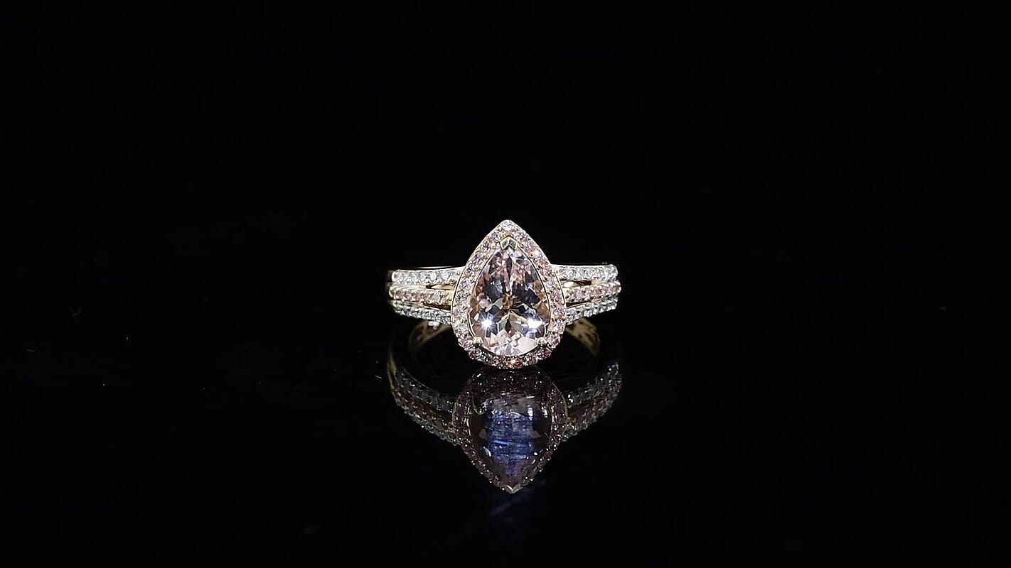 10K Rose Gold AAA Pink Morganite, Luxuriant Lab Grown Pink and White Diamond (VS) (0.40 cts) Ring (Size 6.0) (4.07) 2.10 ctw