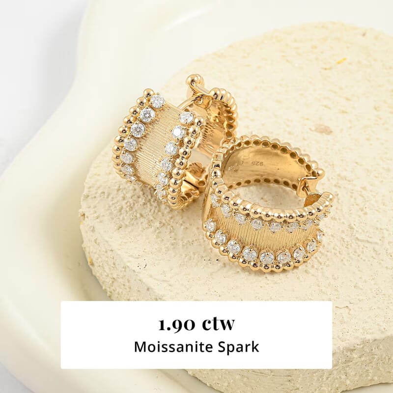 Clarte Aurum Collection Moissanite 1.90 ctw Hoops Earrings in 14K Yellow Gold Over Sterling Silver