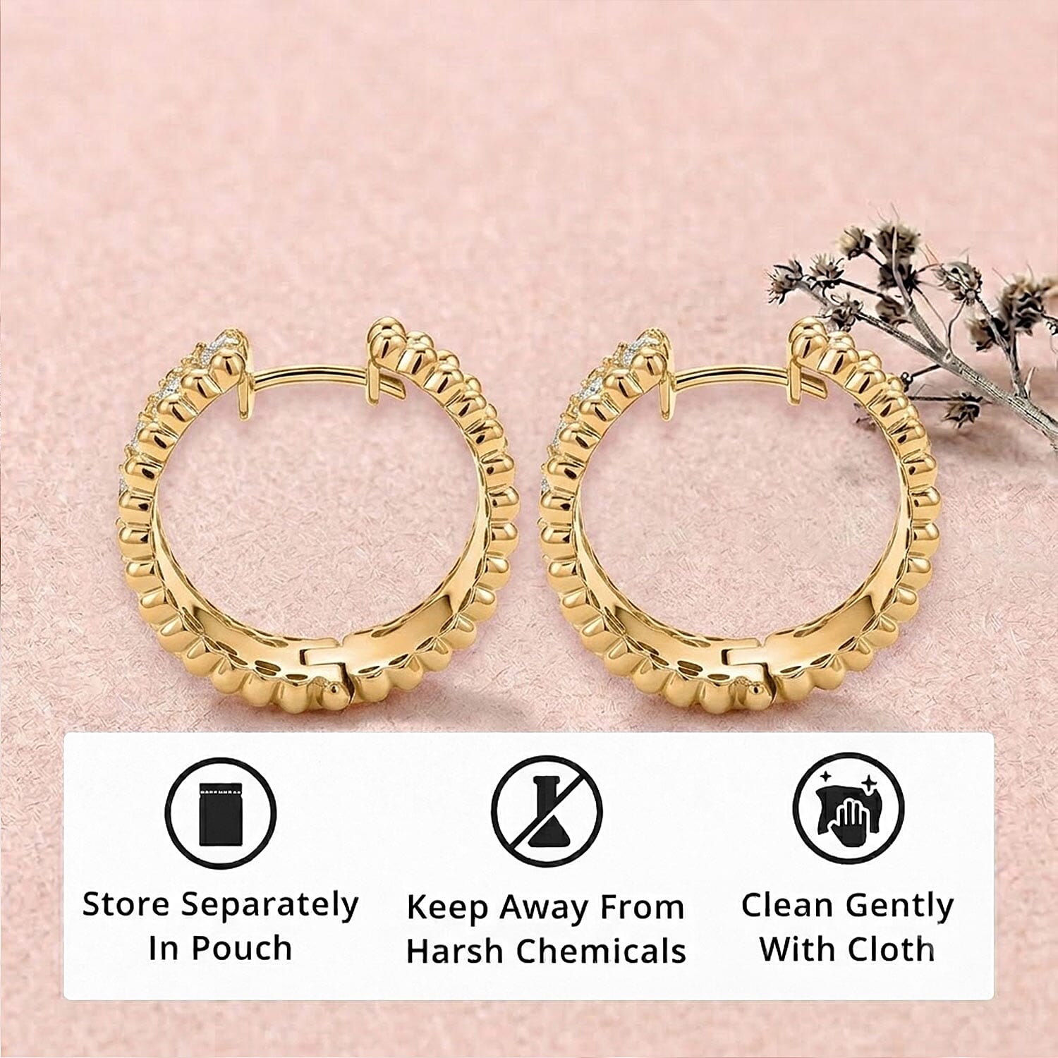 Clarte Aurum Collection Moissanite 1.90 ctw Hoops Earrings in 14K Yellow Gold Over Sterling Silver