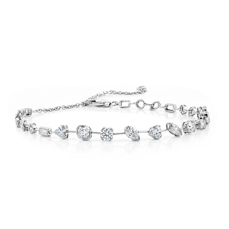 Clarte Stella Nova Collection Moissanite 3.60 ctw Bracelet in Sterling Silver (7.00-10.0In)