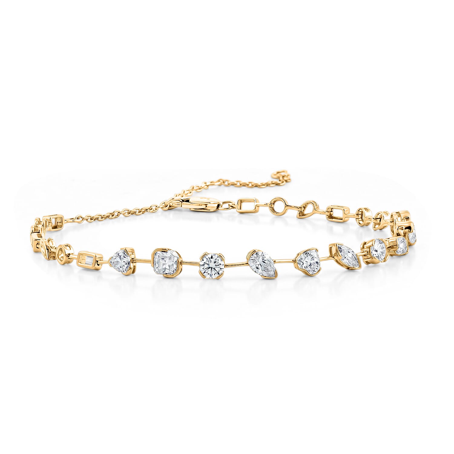 Clarte Stella Nova Collection Moissanite 3.60 ctw Bracelet in 14K Yellow Gold Over Sterling Silver (7.00-10.0In)