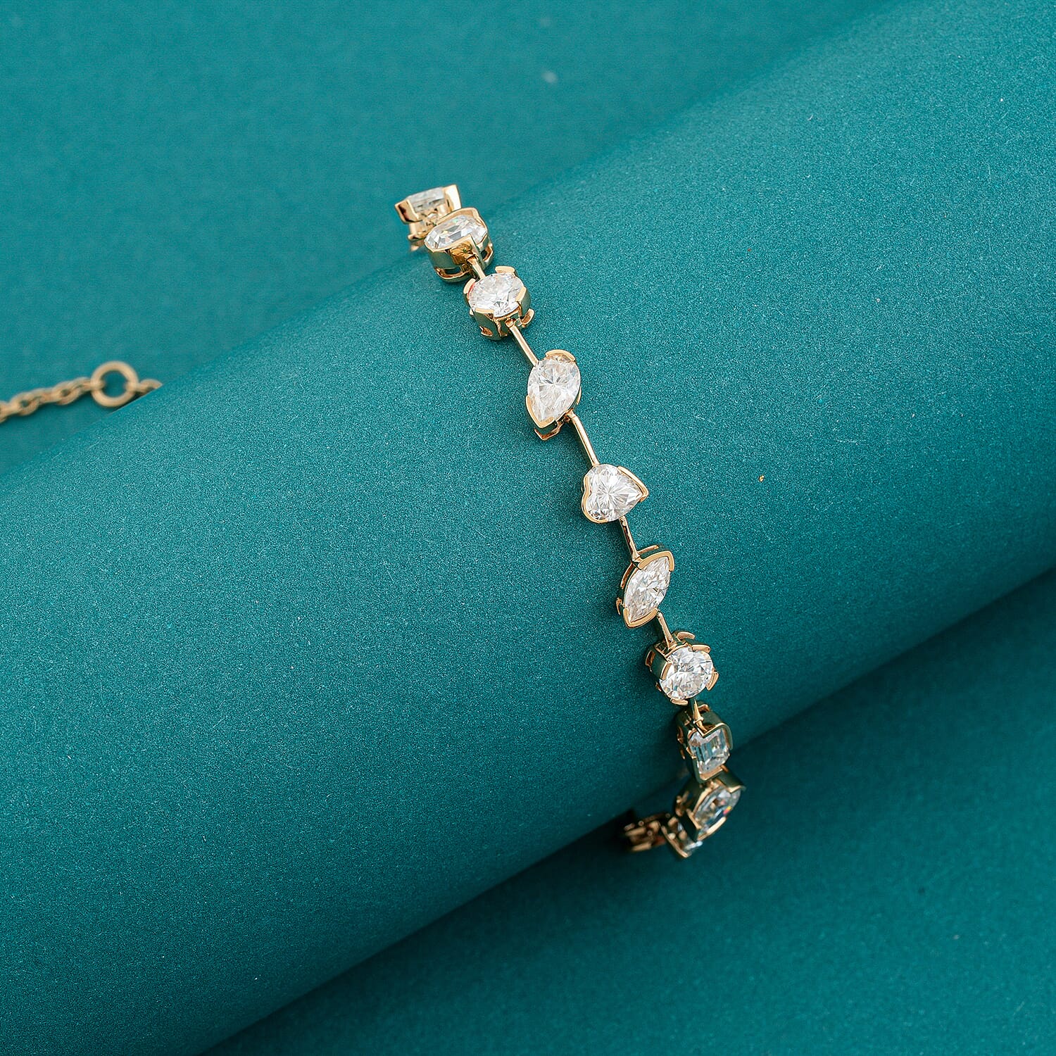 Clarte Stella Nova Collection Moissanite 3.60 ctw Bracelet in 14K Yellow Gold Over Sterling Silver (7.00-10.0In)